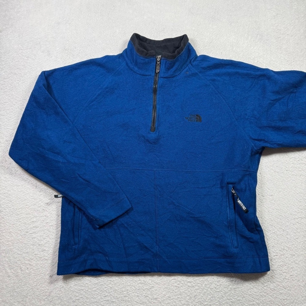 The North Face Fleece Pullover Mens S Blue Good Polartec 1/4 Zip Made in USA